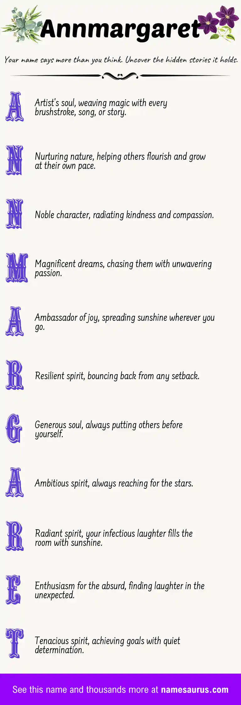 Acrostic poem about Annmargaret.