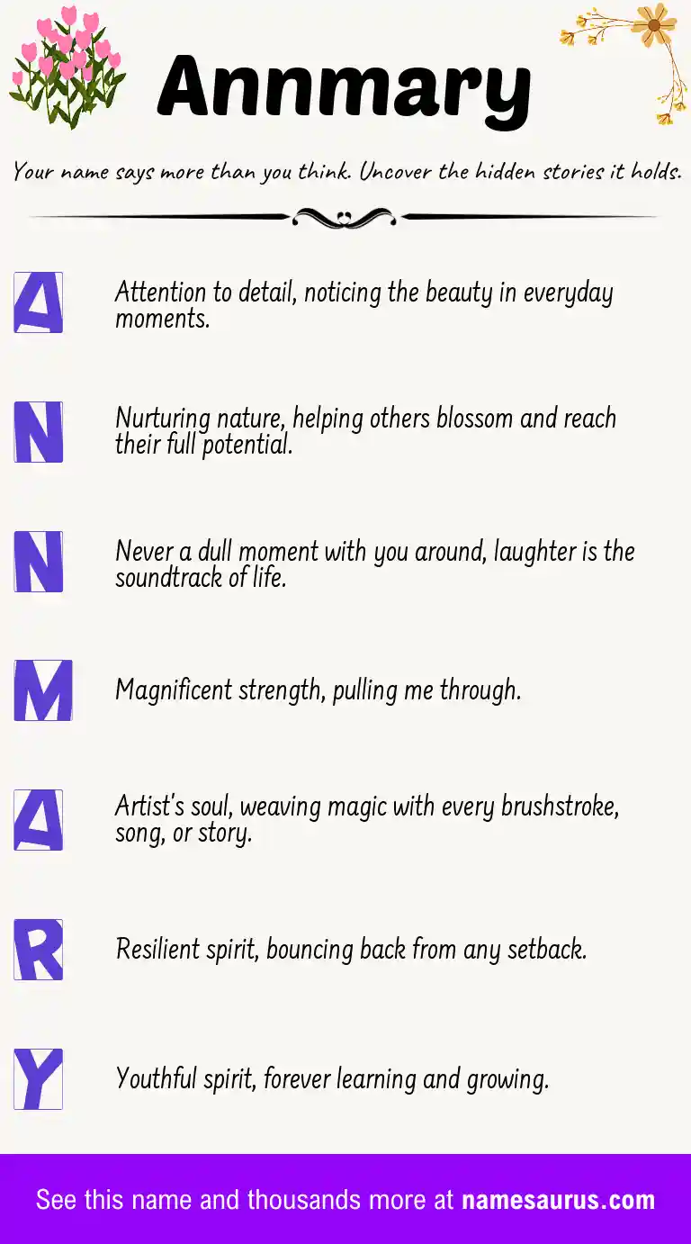 Acrostic poem about Annmary.