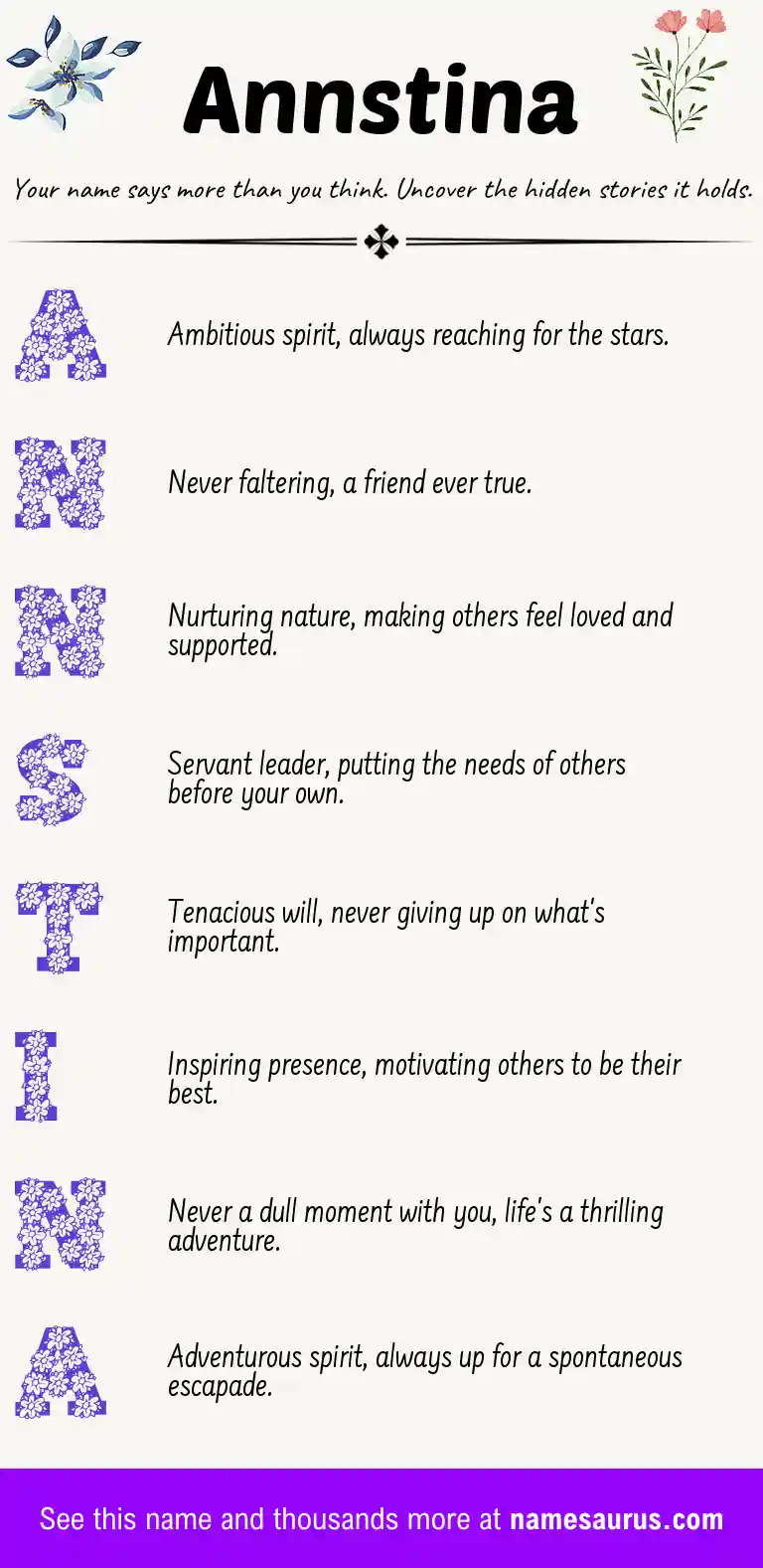 Acrostic poem about Annstina.