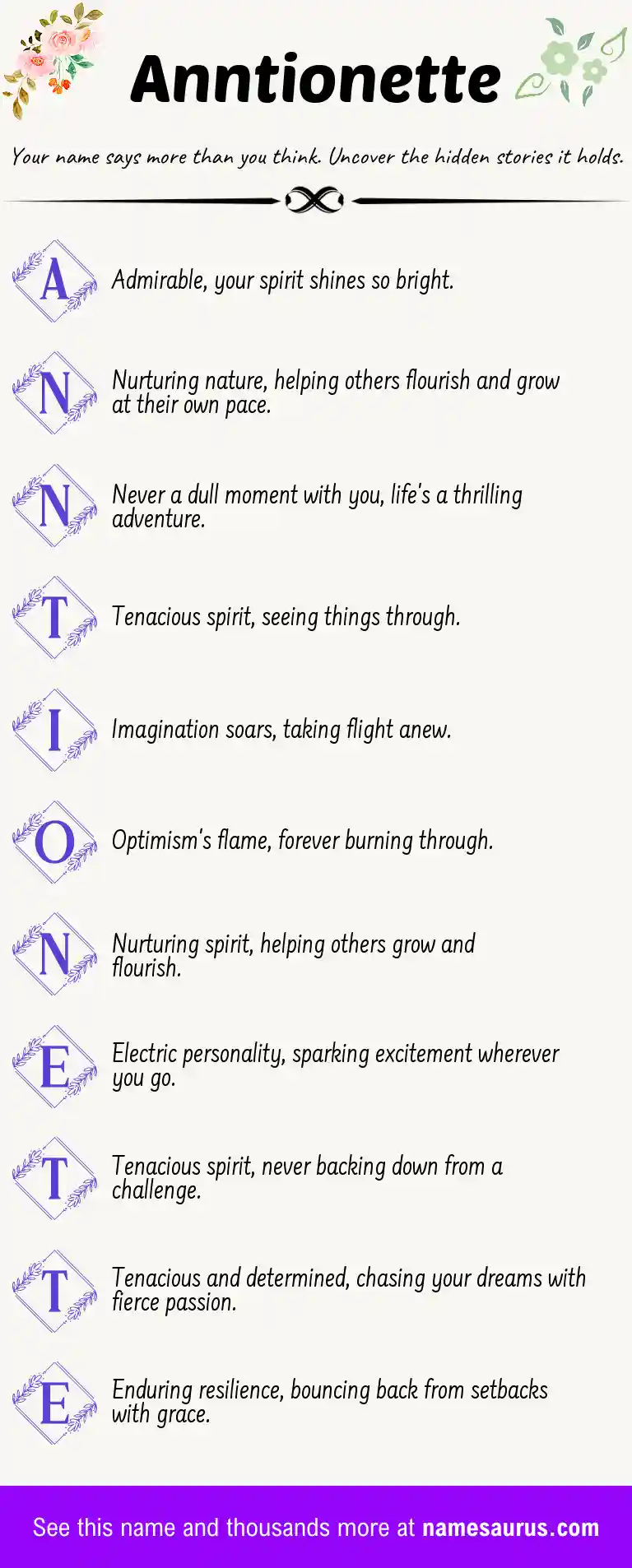 Acrostic poem about Anntionette.
