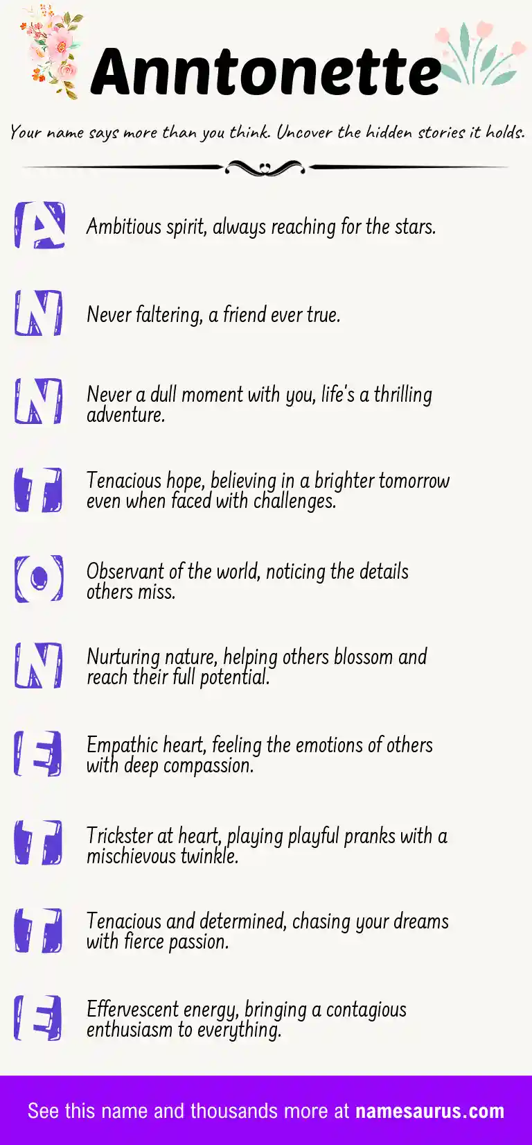 Acrostic poem about Anntonette.