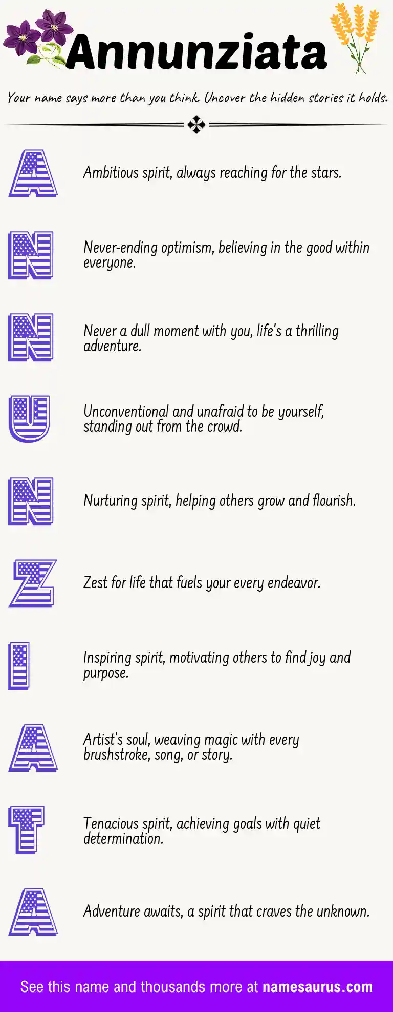 Acrostic poem about Annunziata.