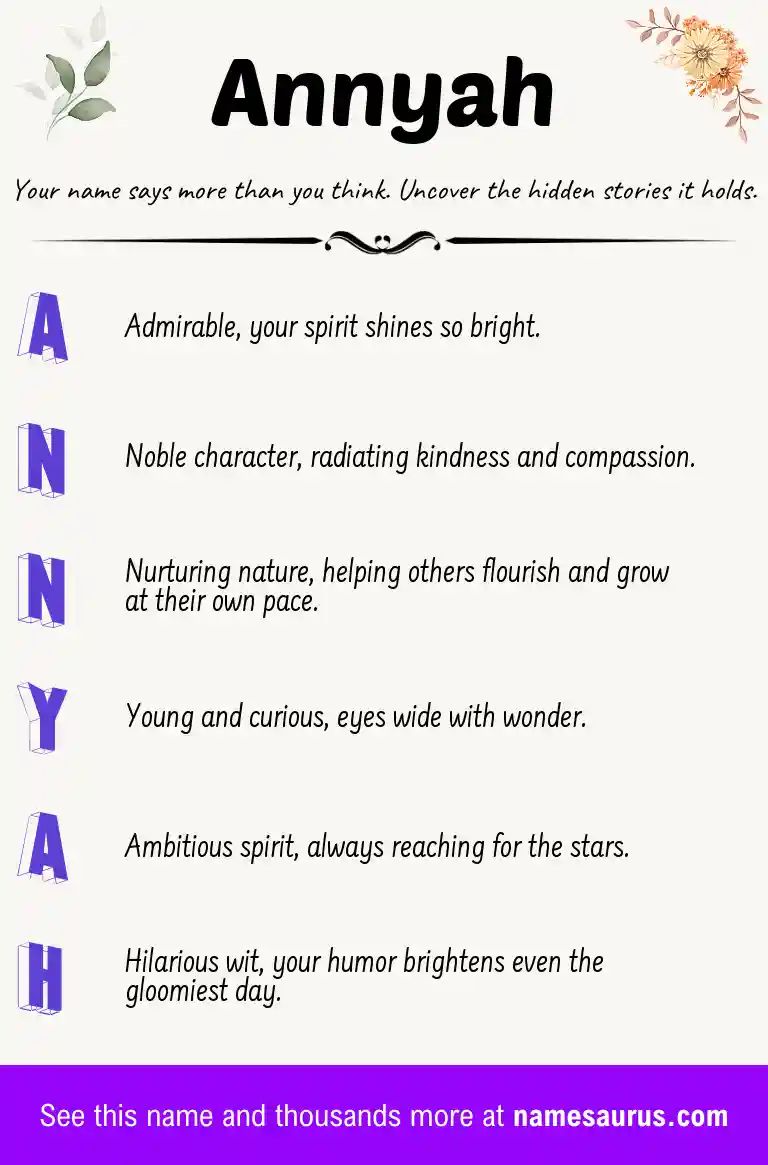 Acrostic poem about Annyah.