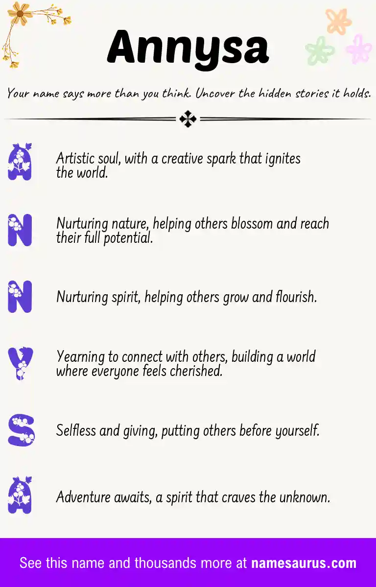 Acrostic poem about Annysa.