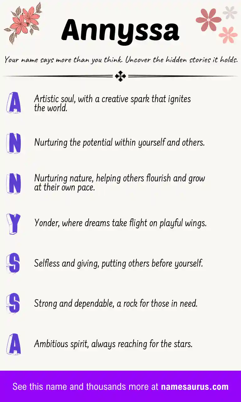 Acrostic poem about Annyssa.