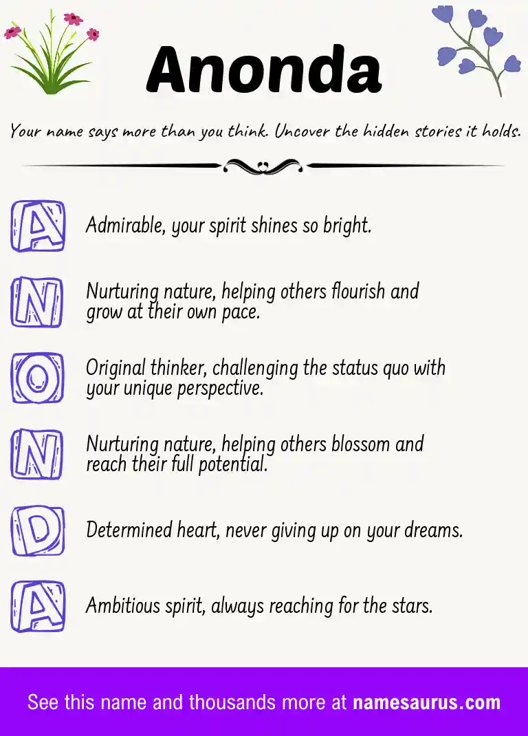 Acrostic poem about Anonda.