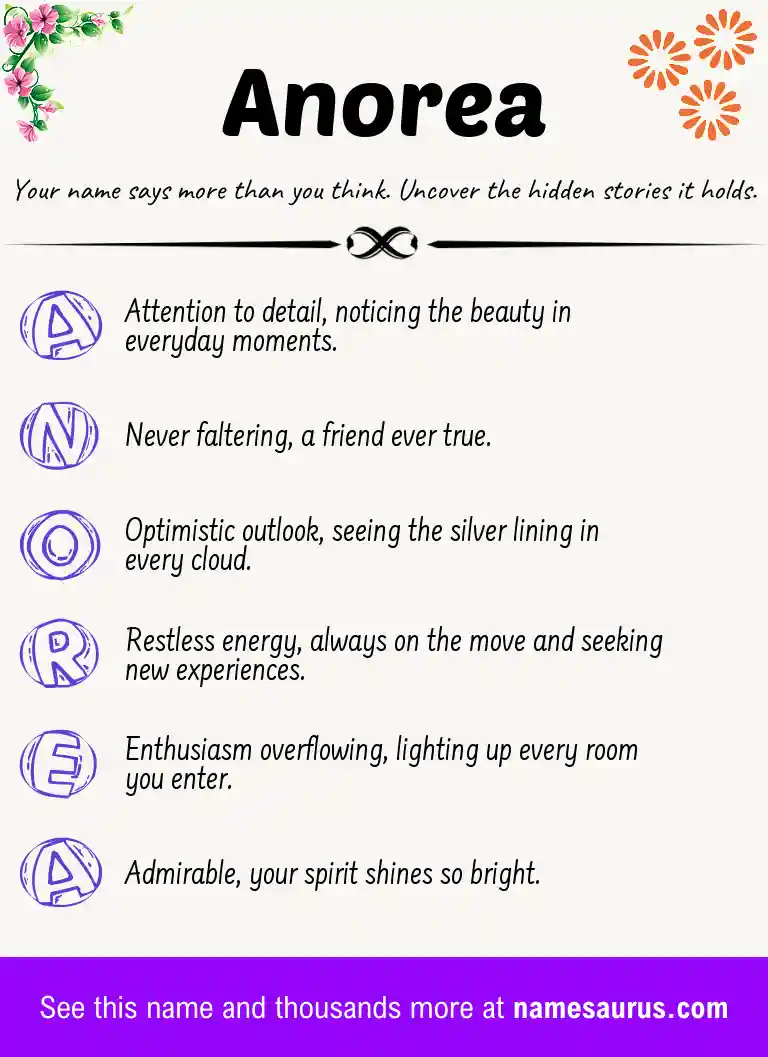 Acrostic poem about Anorea.