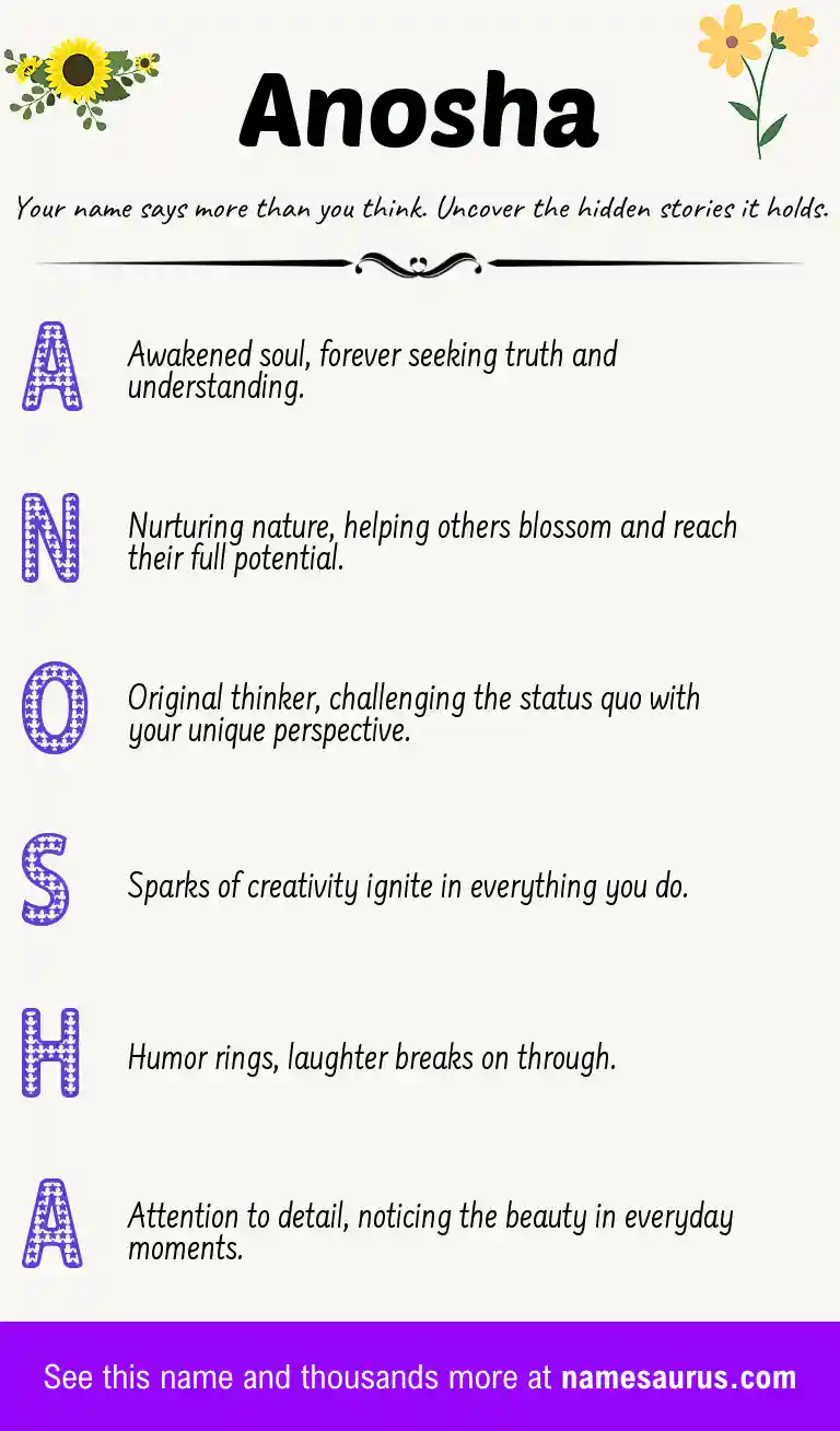Acrostic poem about Anosha.