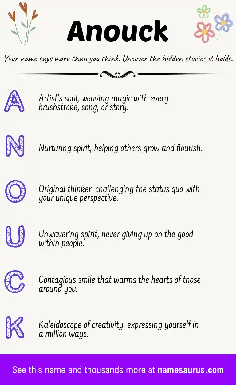Acrostic poem about Anouck.