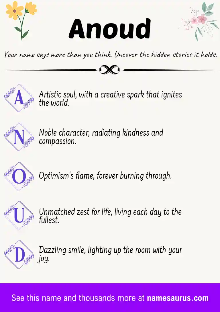 Acrostic poem about Anoud.