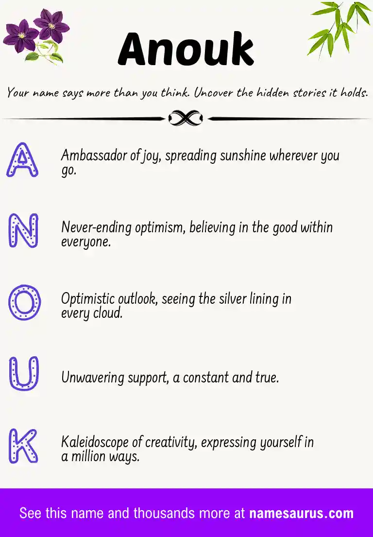 Acrostic poem about Anouk.