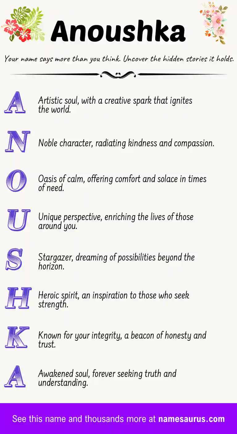 Acrostic poem about Anoushka.