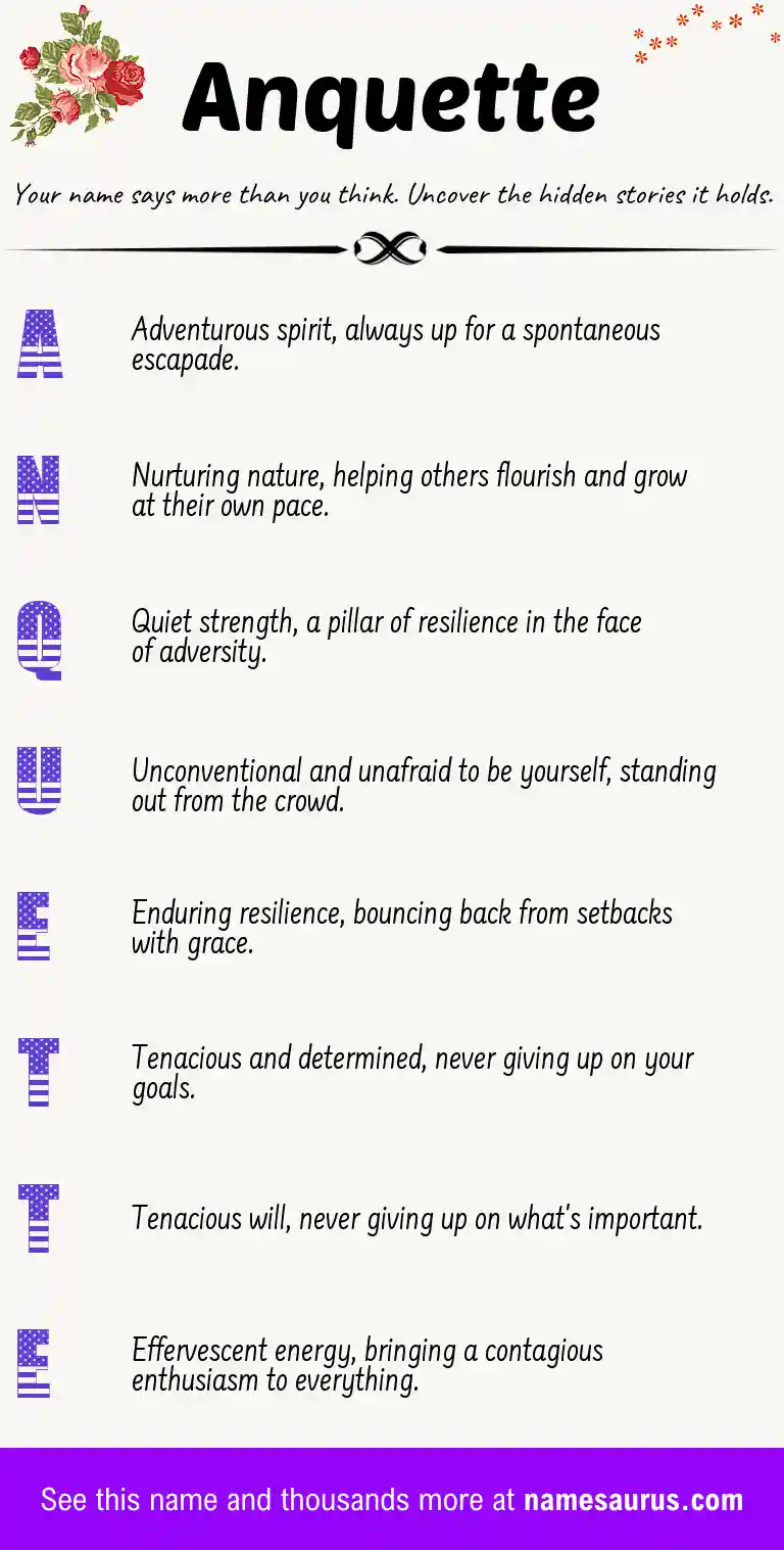 Acrostic poem about Anquette.