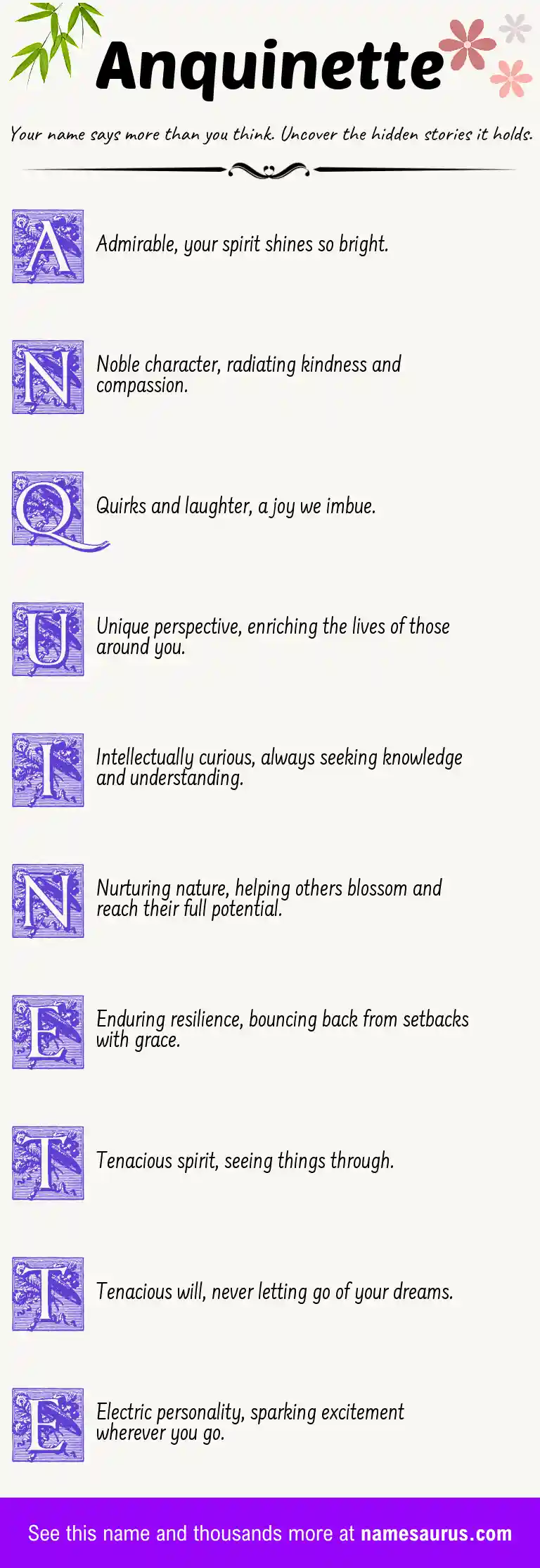 Acrostic poem about Anquinette.