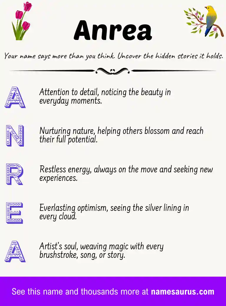 Acrostic poem about Anrea.