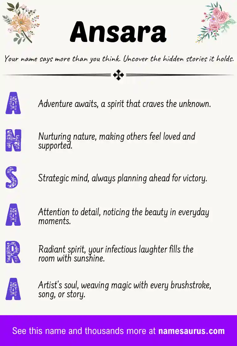 Acrostic poem about Ansara.