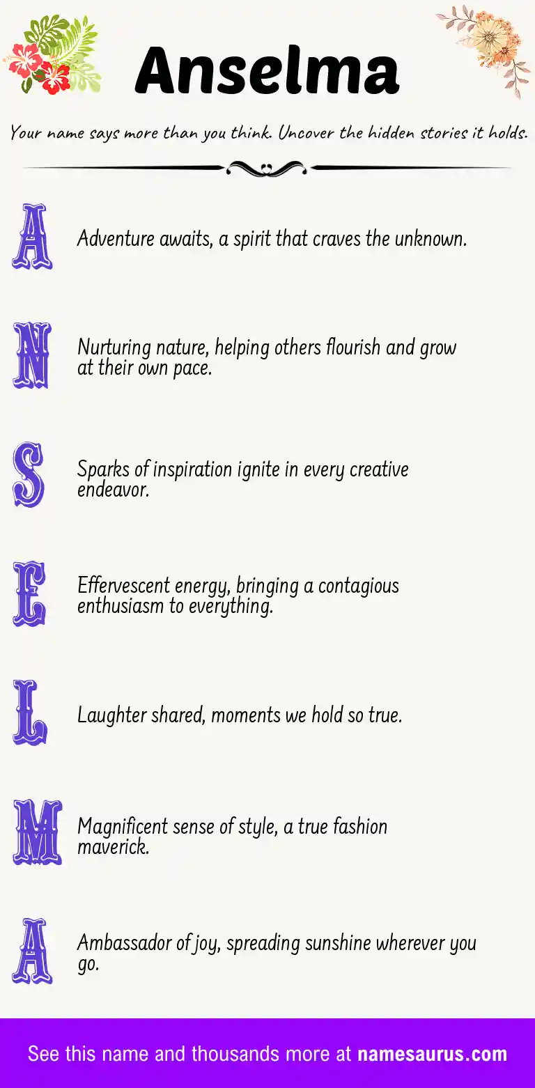 Acrostic poem about Anselma.