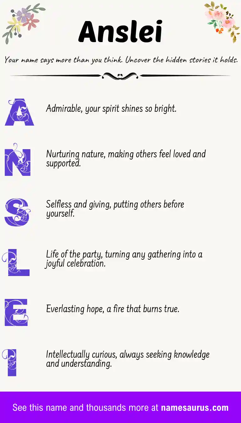 Acrostic poem about Anslei.