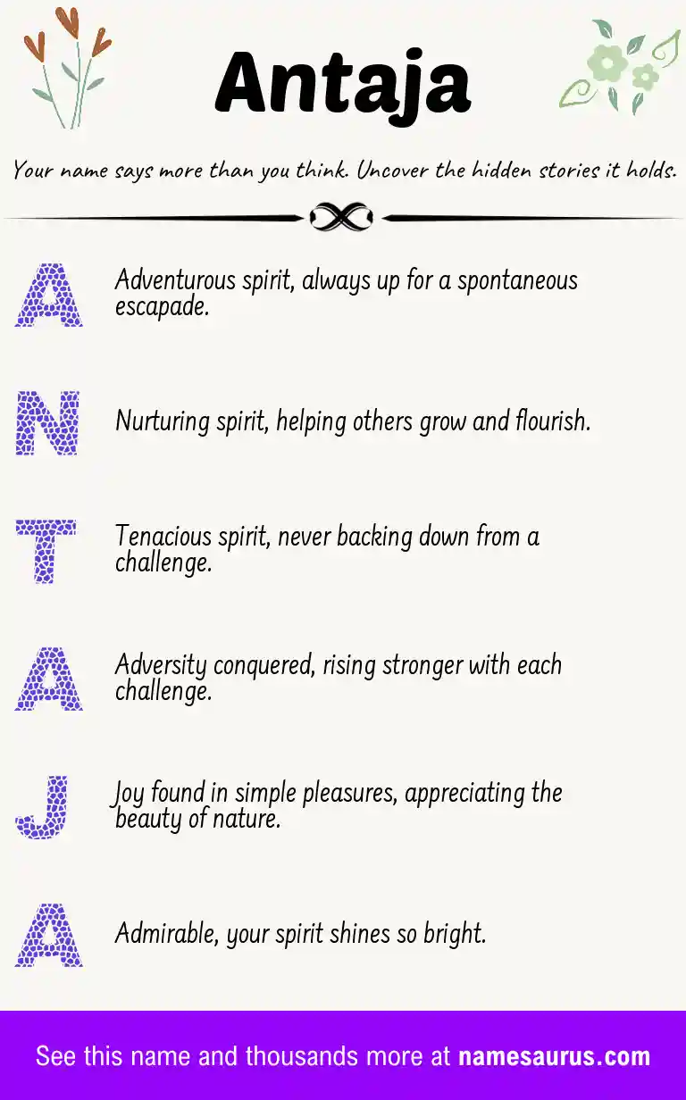 Acrostic poem about Antaja.