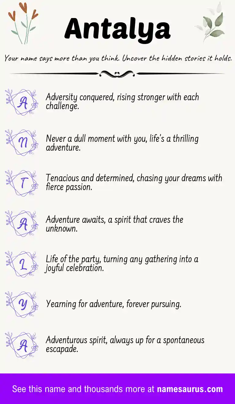 Acrostic poem about Antalya.