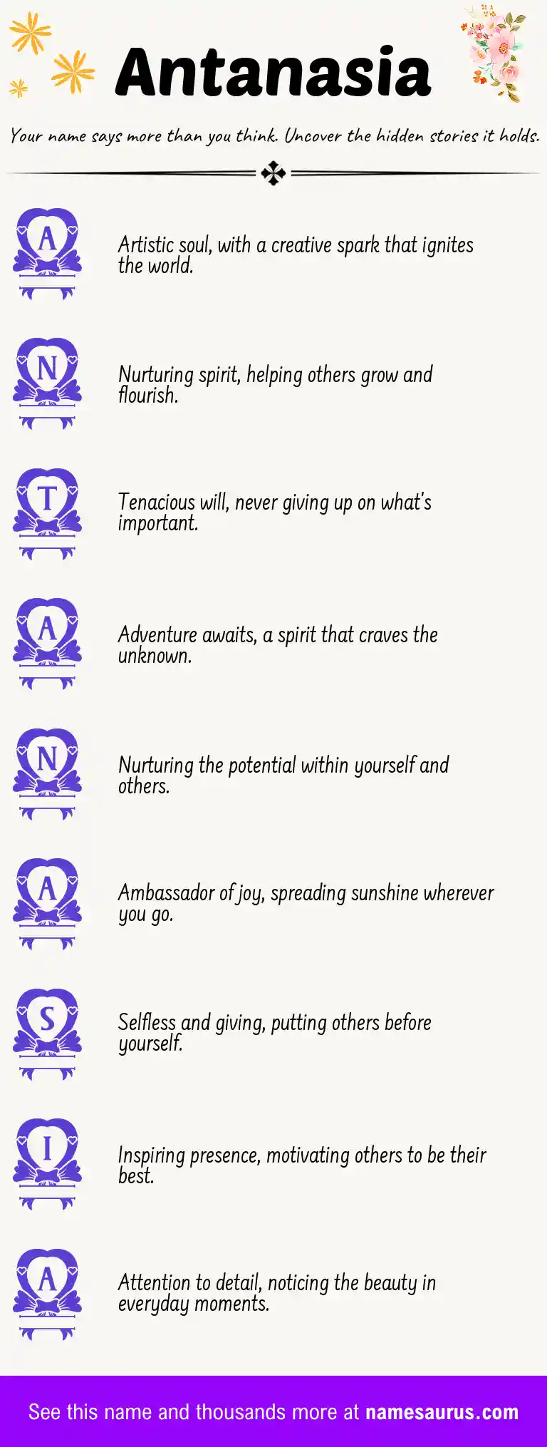 Acrostic poem about Antanasia.