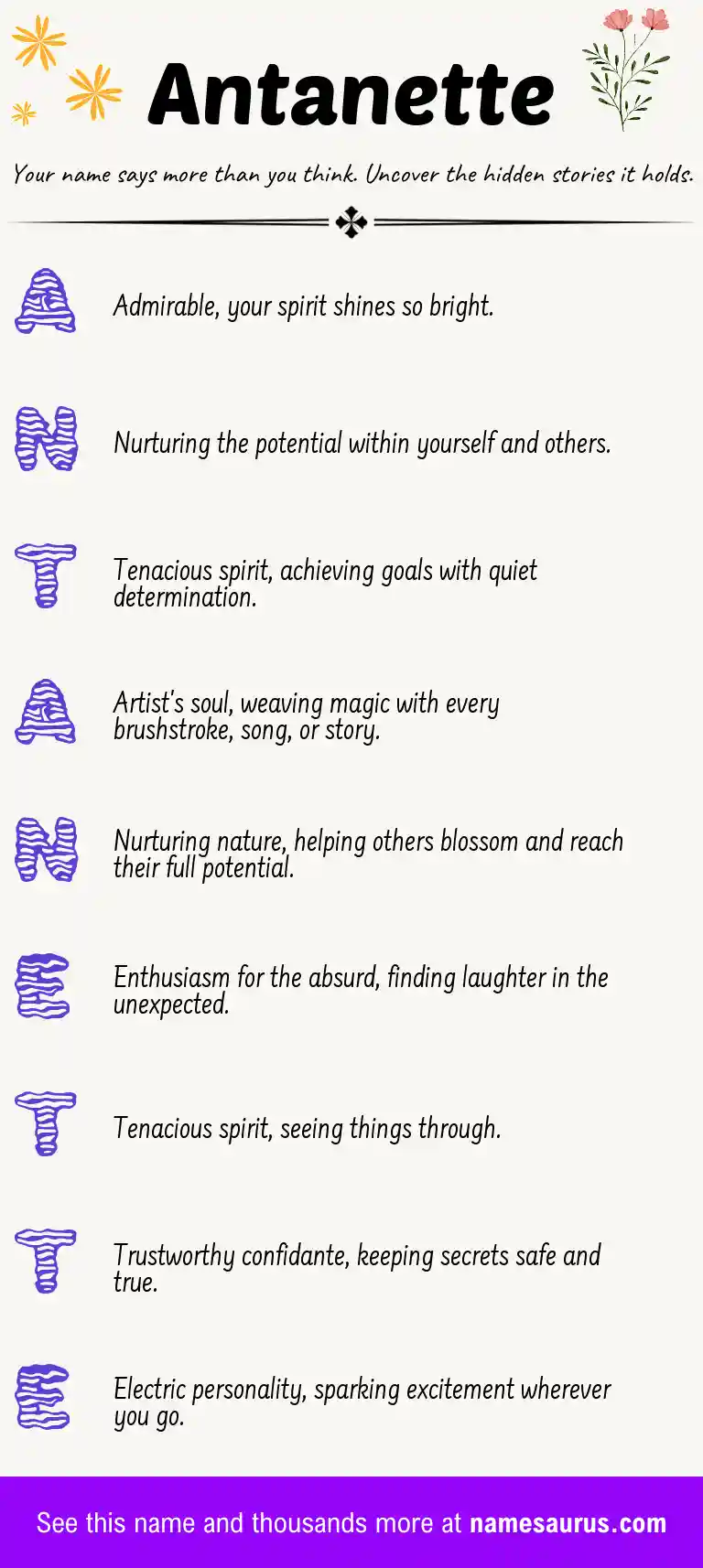 Acrostic poem about Antanette.