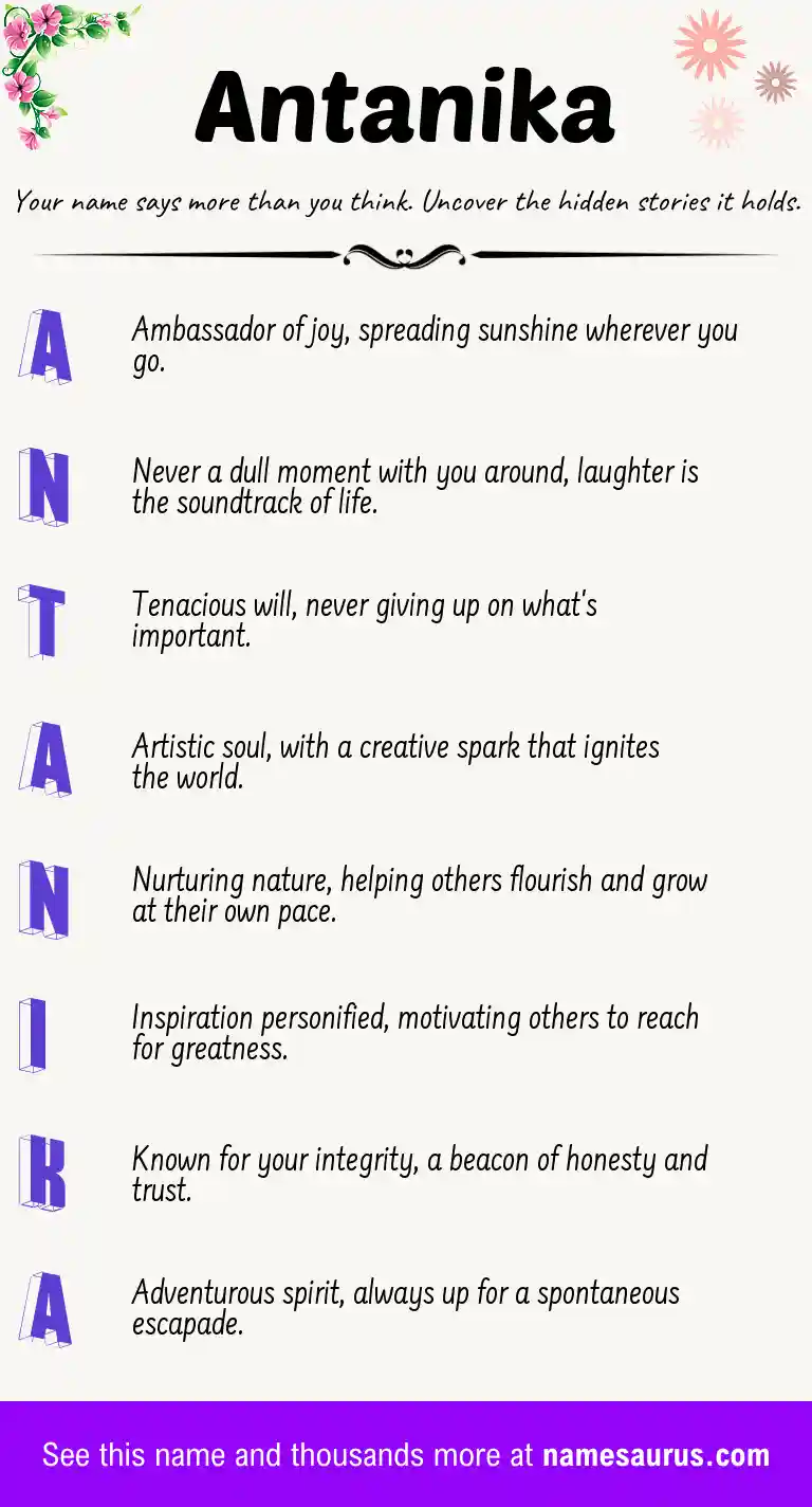 Acrostic poem about Antanika.