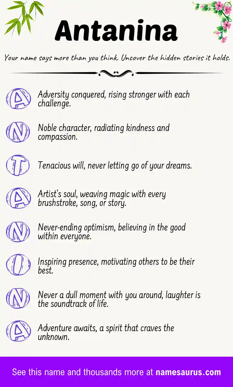 Acrostic poem about Antanina.