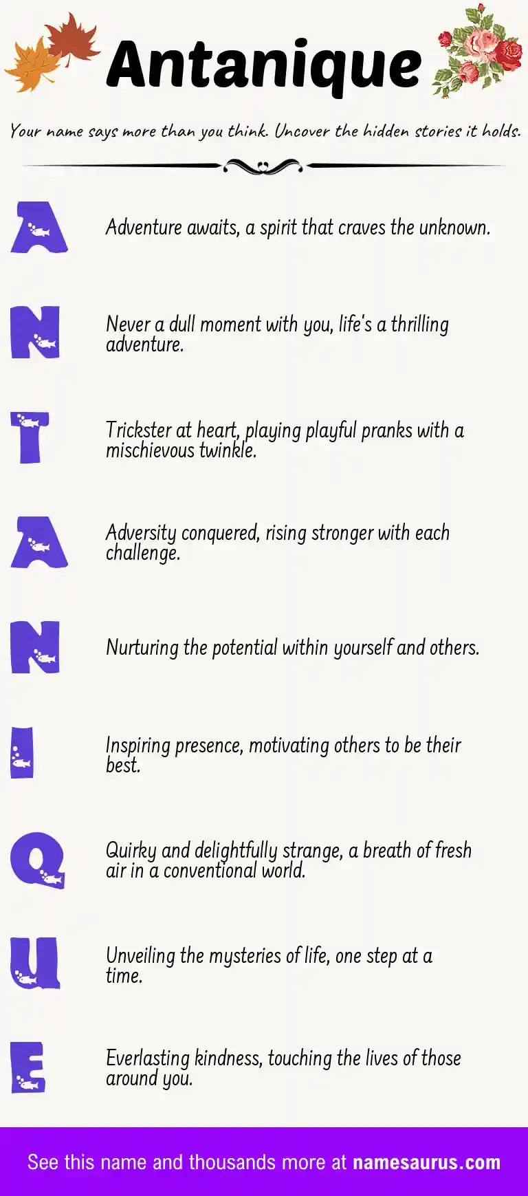 Acrostic poem about Antanique.