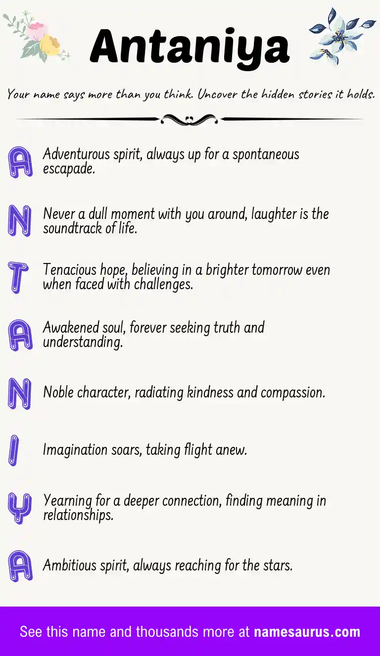 Acrostic poem about Antaniya.
