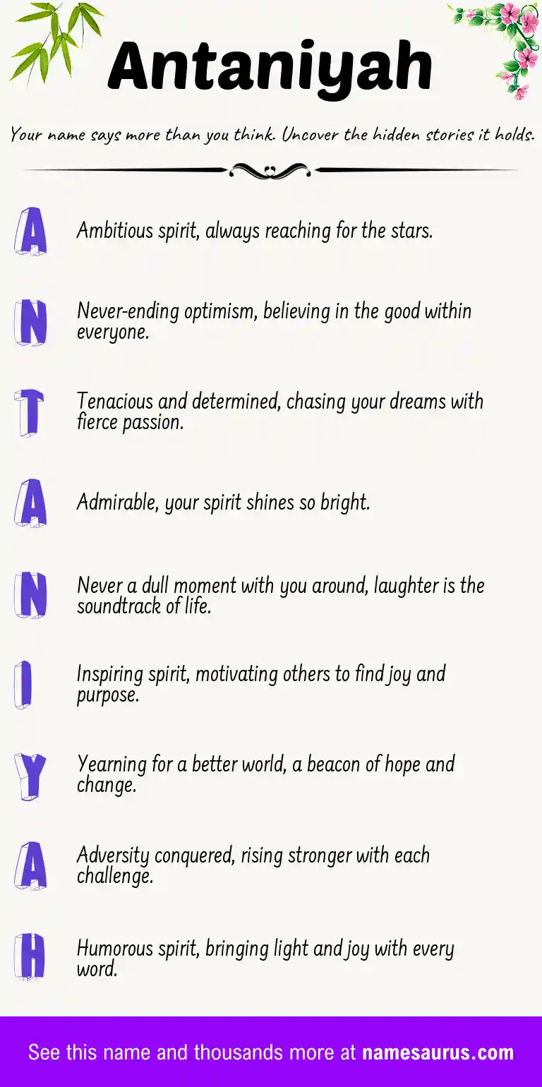 Acrostic poem about Antaniyah.