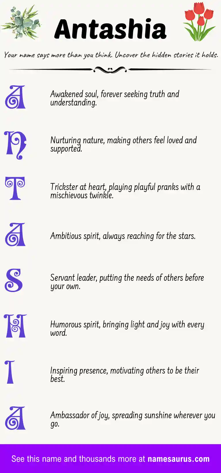 Acrostic poem about Antashia.