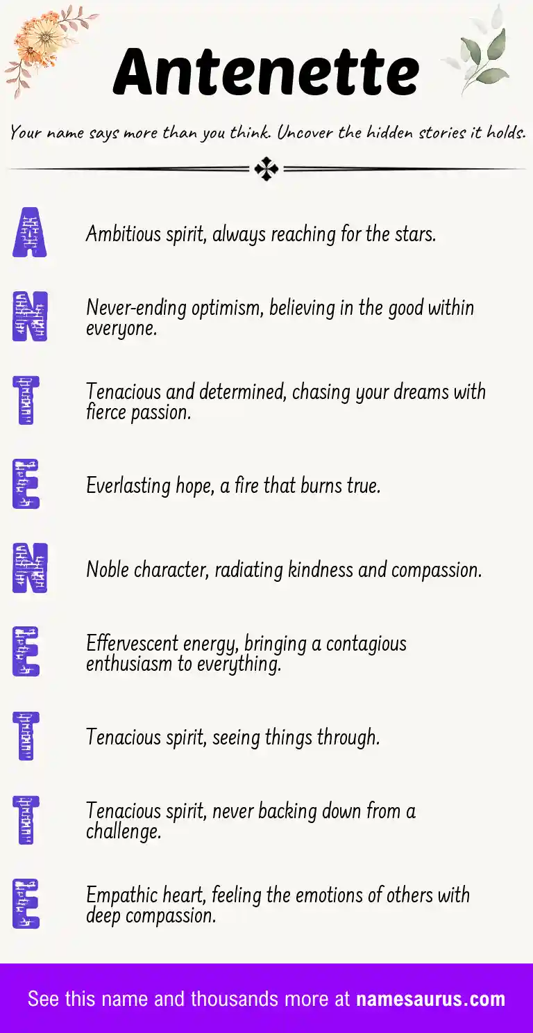 Acrostic poem about Antenette.