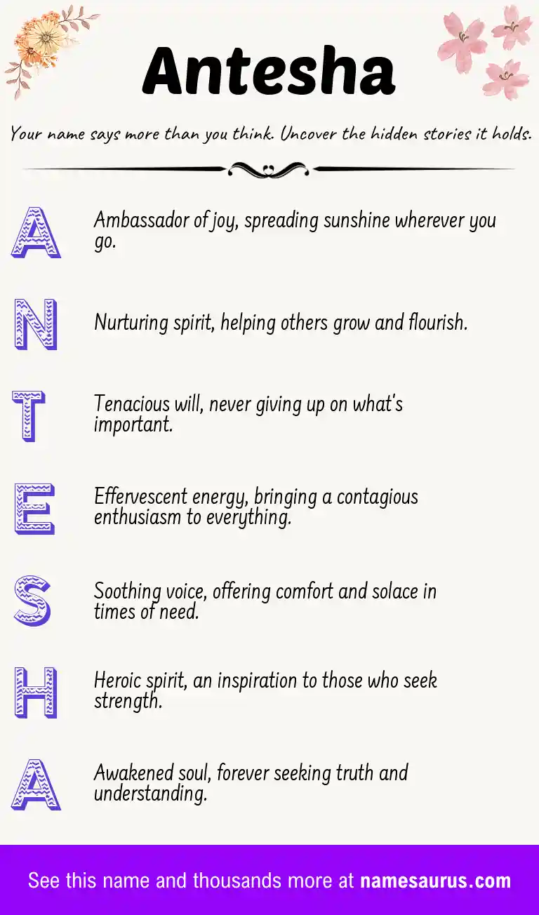 Acrostic poem about Antesha.