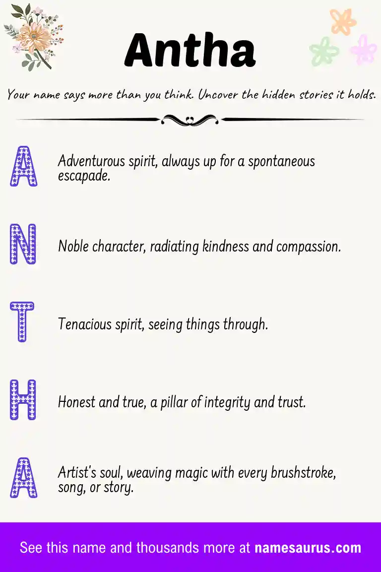 Acrostic poem about Antha.