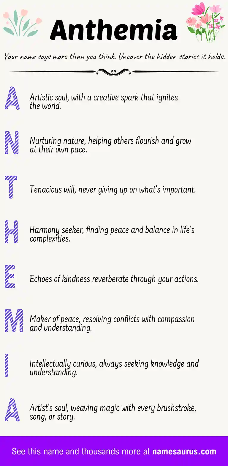 Acrostic poem about Anthemia.