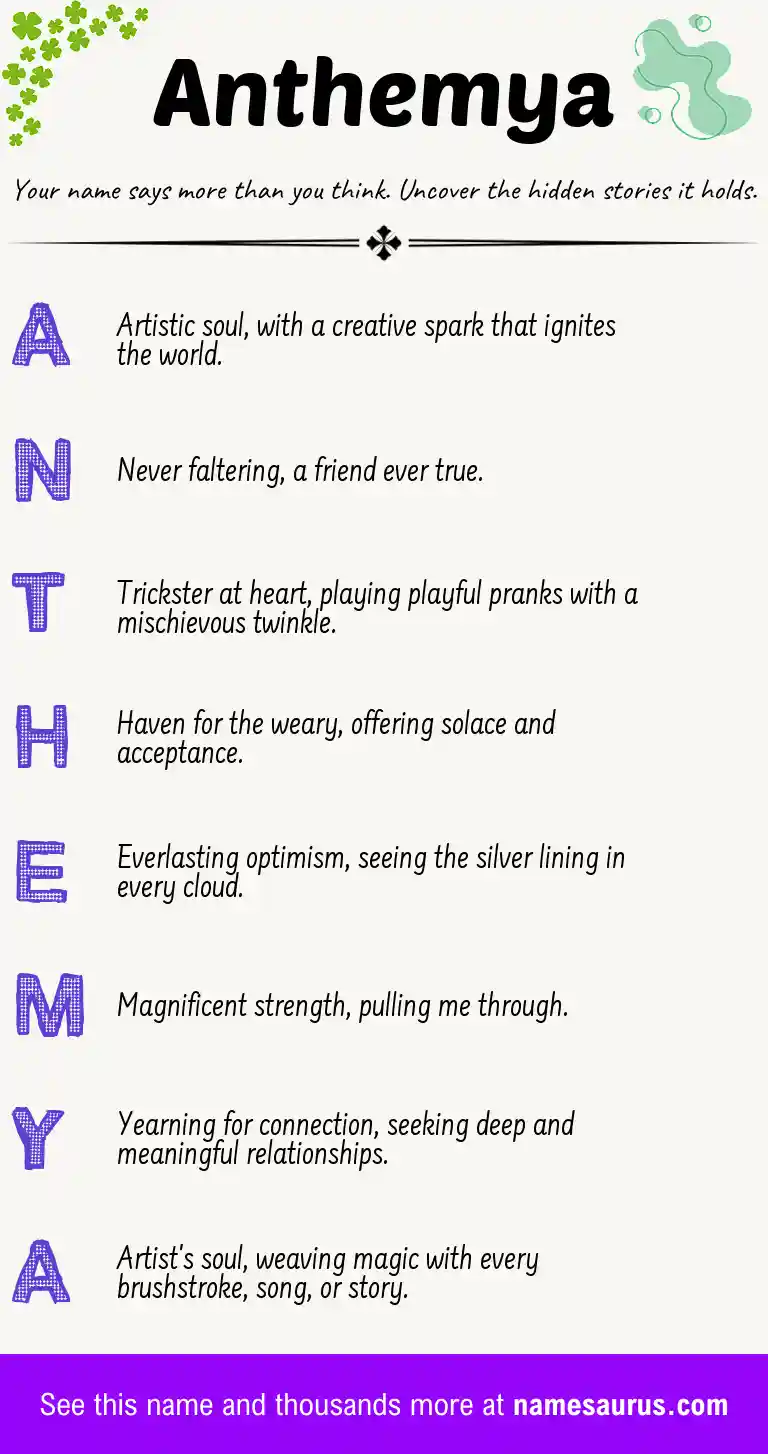 Acrostic poem about Anthemya.
