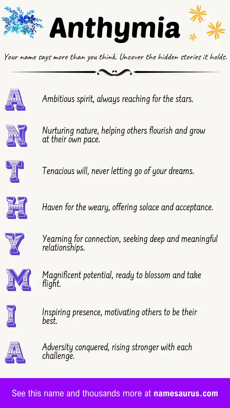 Acrostic poem about Anthymia.