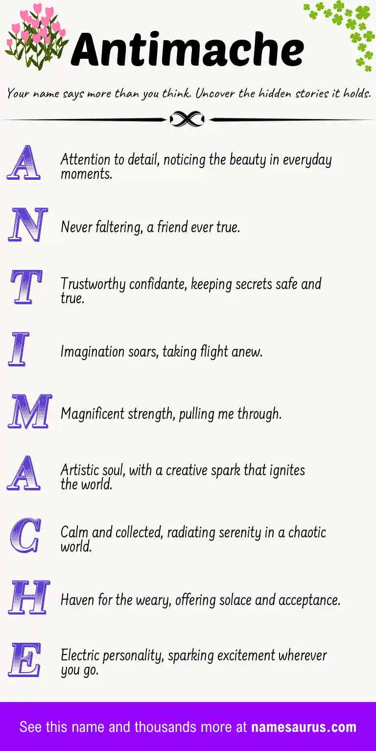 Acrostic poem about Antimache.