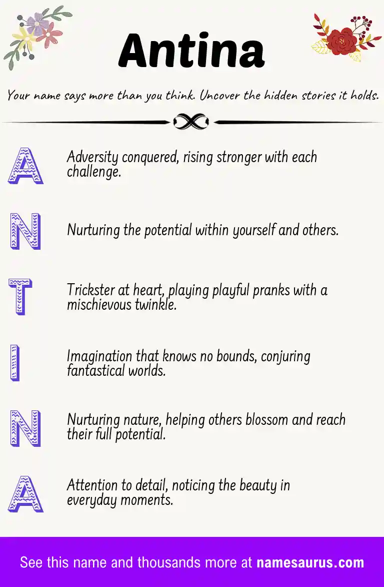Acrostic poem about Antina.