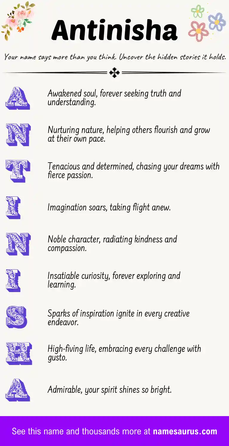 Acrostic poem about Antinisha.