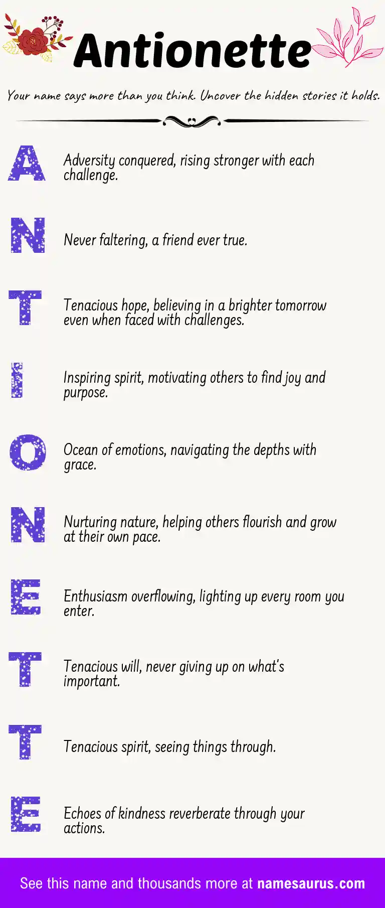 Acrostic poem about Antionette.