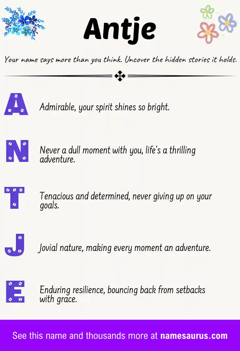 Acrostic poem about Antje.