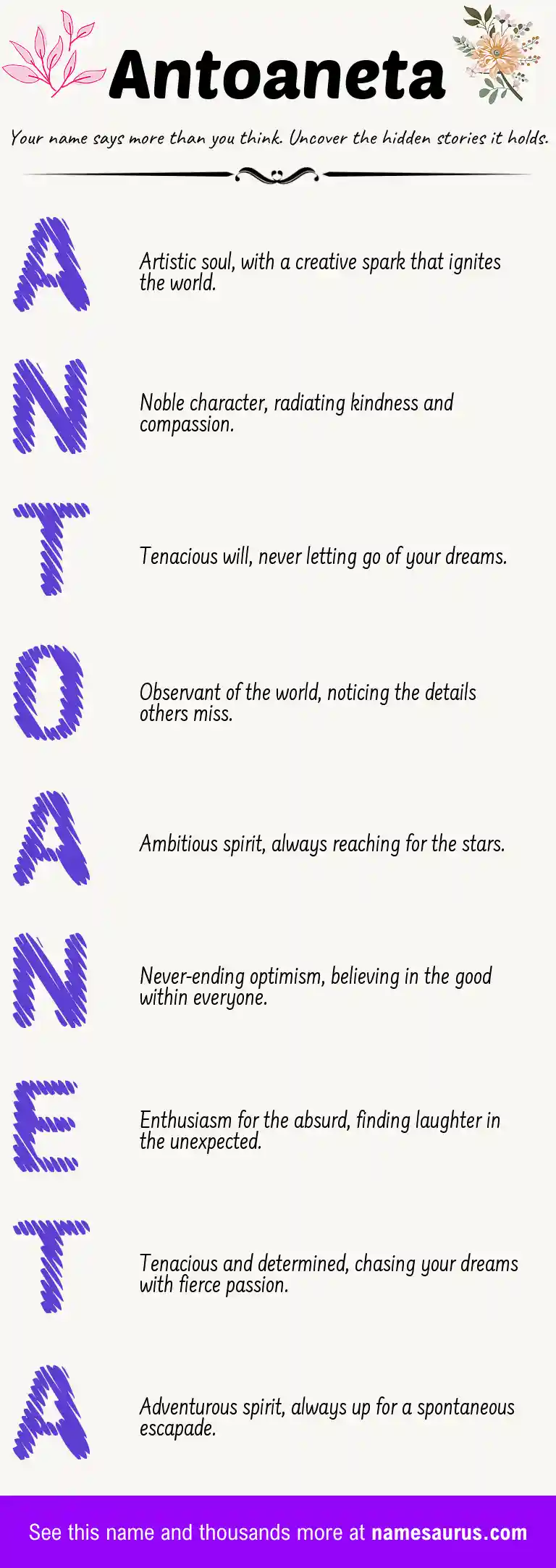 Acrostic poem about Antoaneta.