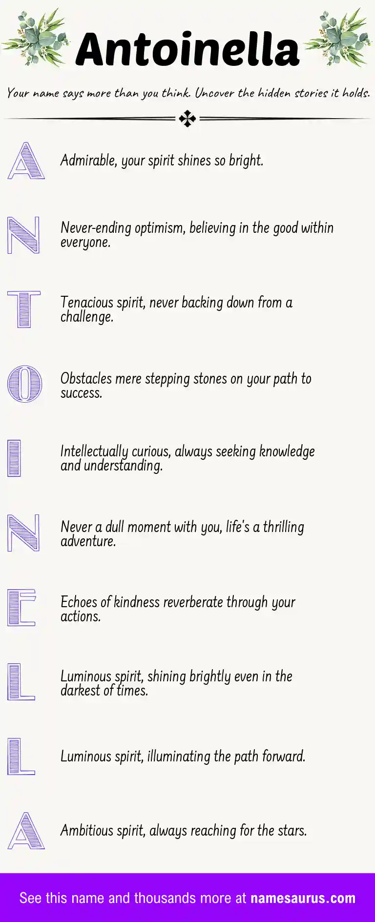Acrostic poem about Antoinella.