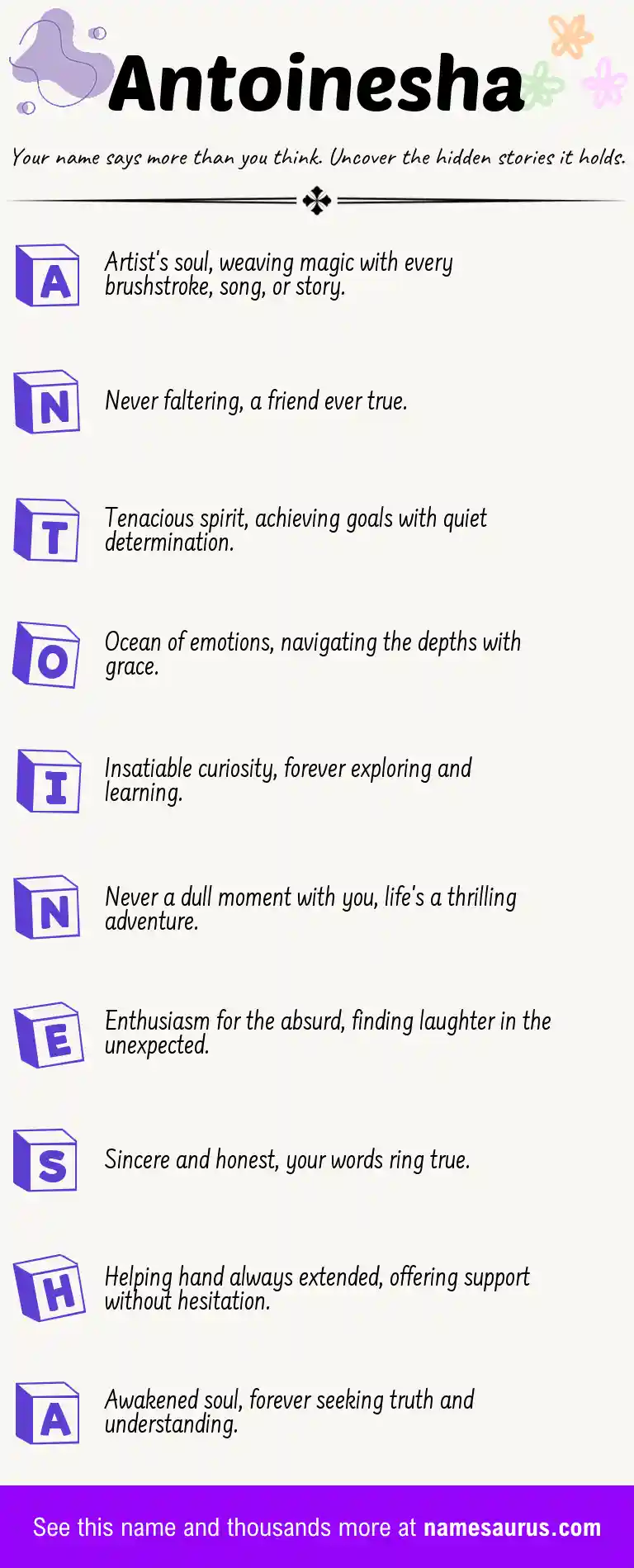 Acrostic poem about Antoinesha.