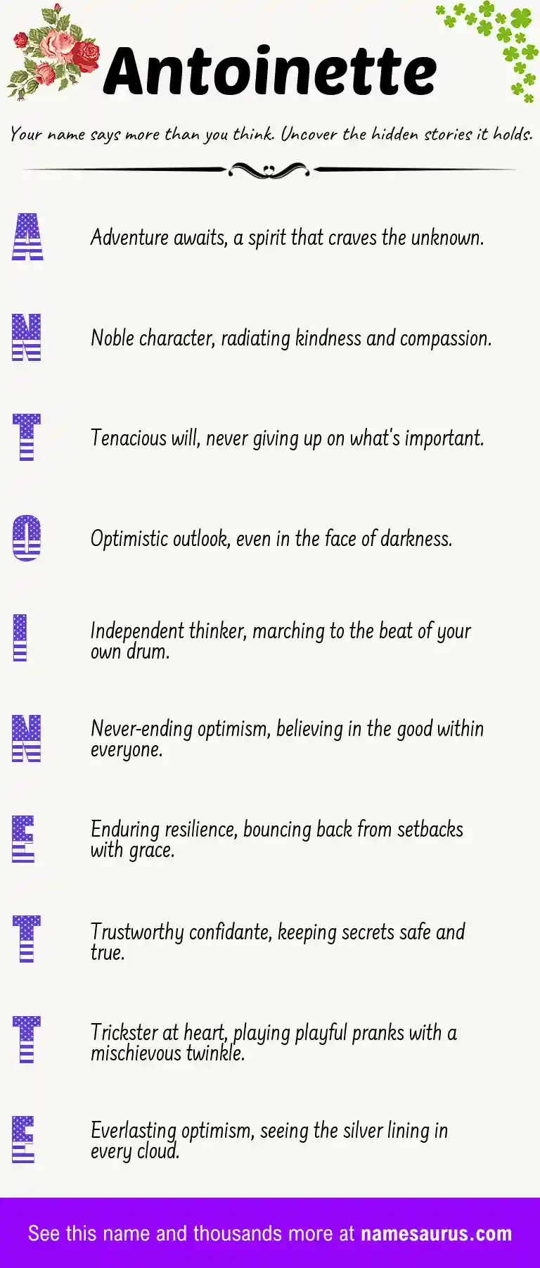 Acrostic poem about Antoinette.