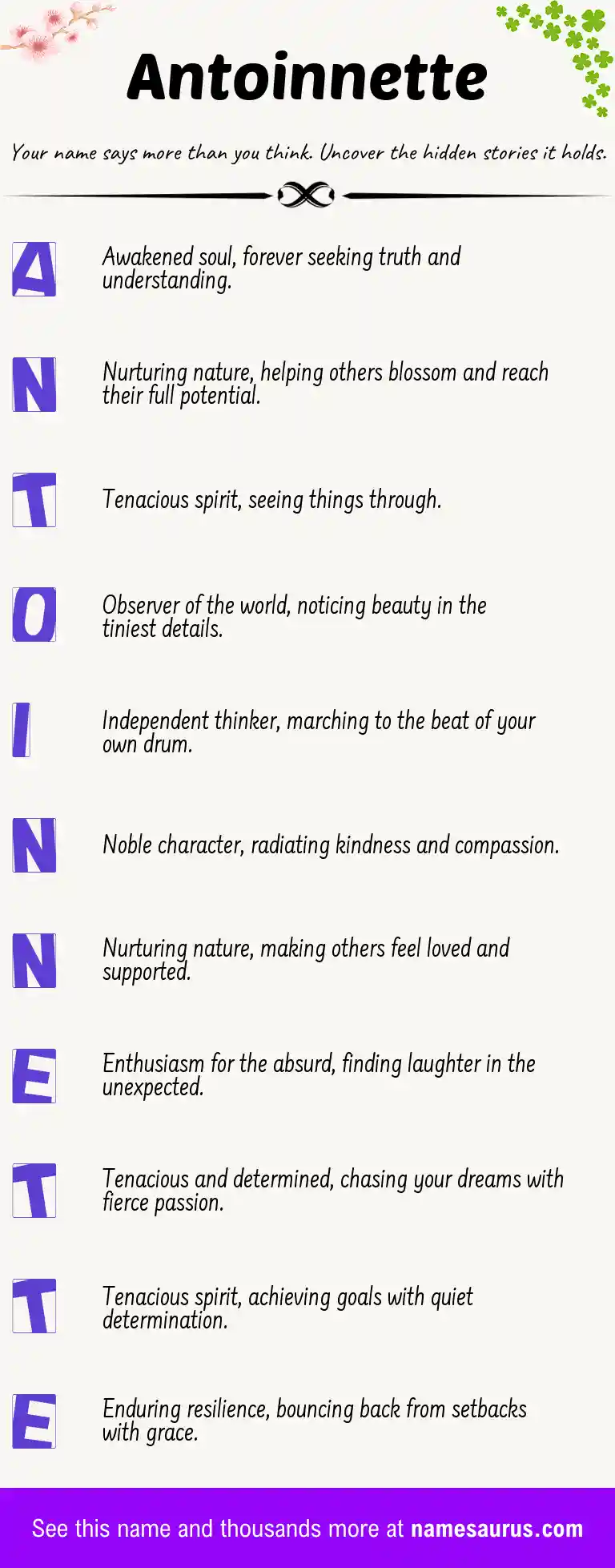 Acrostic poem about Antoinnette.
