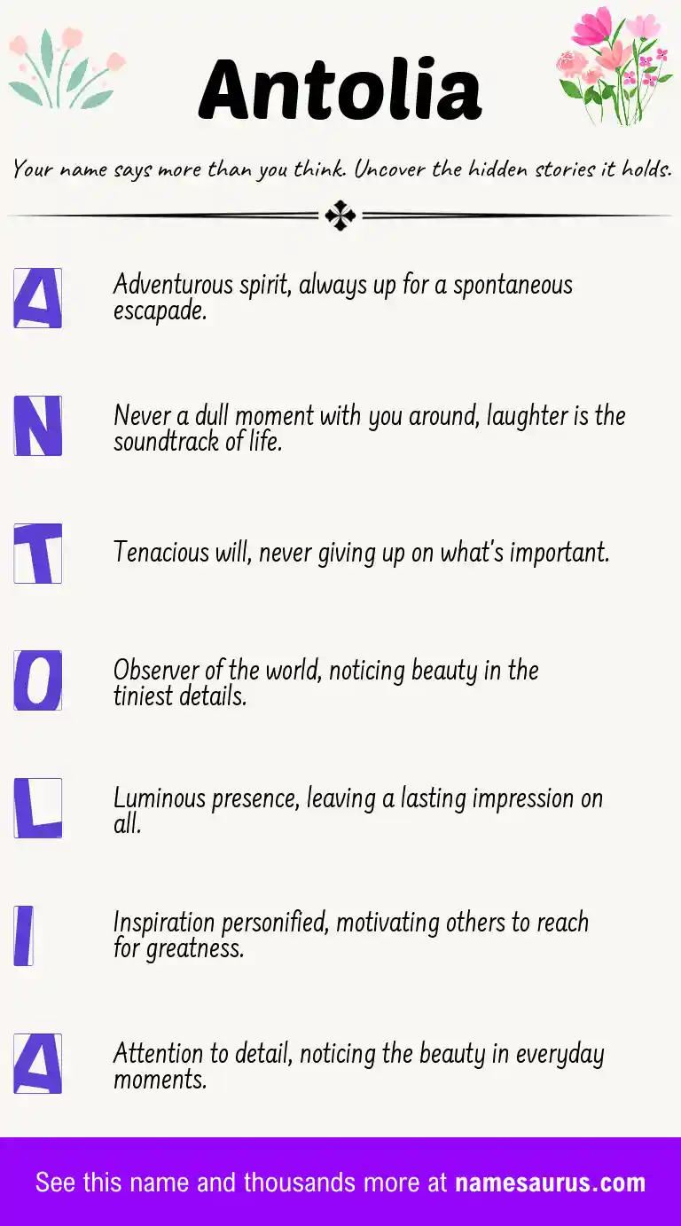 Acrostic poem about Antolia.