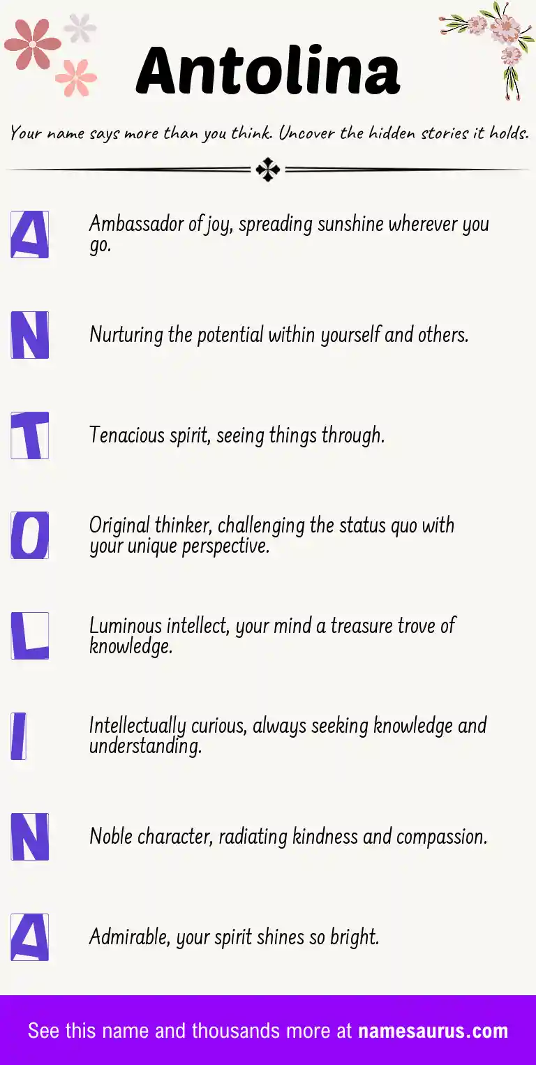 Acrostic poem about Antolina.